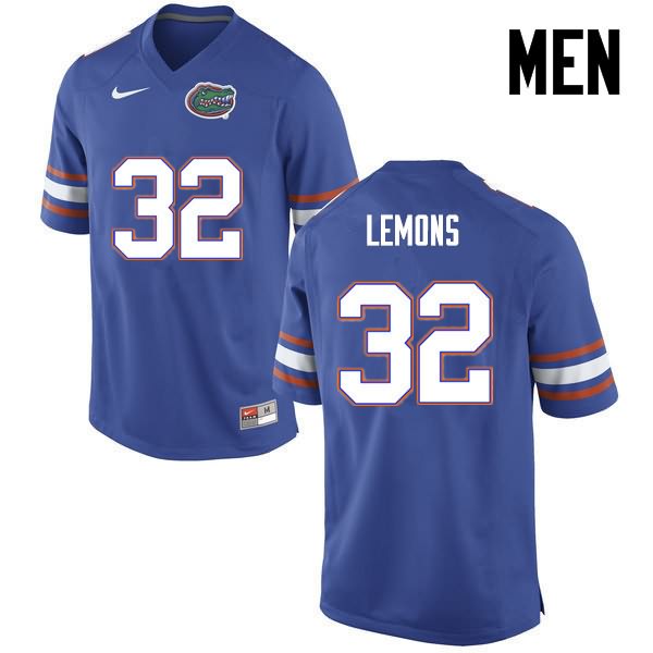 Men's NCAA Florida Gators Adarius Lemons #32 Stitched Authentic Nike Blue College Football Jersey DII5665NU